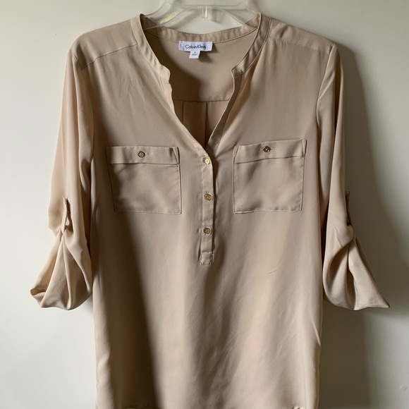 Calvin Klein Blouse size Medium (Tan) - Picture 2 of 6